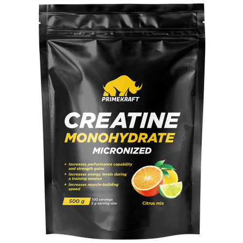 фото Креатин моногидрат primekraft creatine monohydrate micronized, citrus mix (цитрусовый микс), 500 гр / 100 порций prime kraft