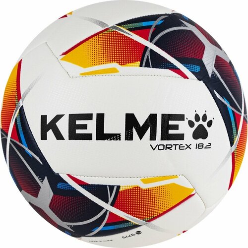 фото Мяч футбольный kelme vortex 18.2, 9886120-423, размер 4, 10 панелей, пу, машинная сшивка, белый-мультиколор