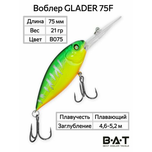 фото Воблер bat glader 75f bt062 (75мм; 21гр; 4,6-5,2м) цвет: b075