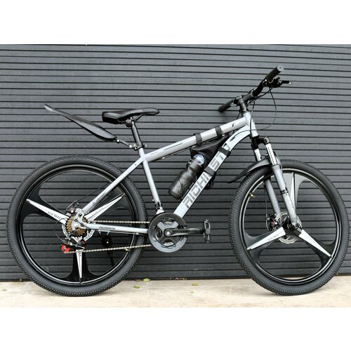 фото Велосипед горный richiesto 26" колёса алюминиевые литые диски взрослый подростковый спортивный, серый
