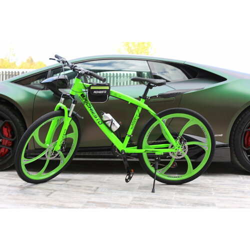 фото Велосипед горный richiesto 24" колёса алюминиевые кованные литые диски спортивный, ярко зеленый