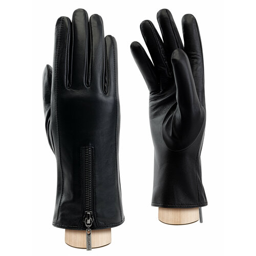 фото Перчатки eleganzza зимние, натуральная кожа, подкладка, размер 7.5, черный