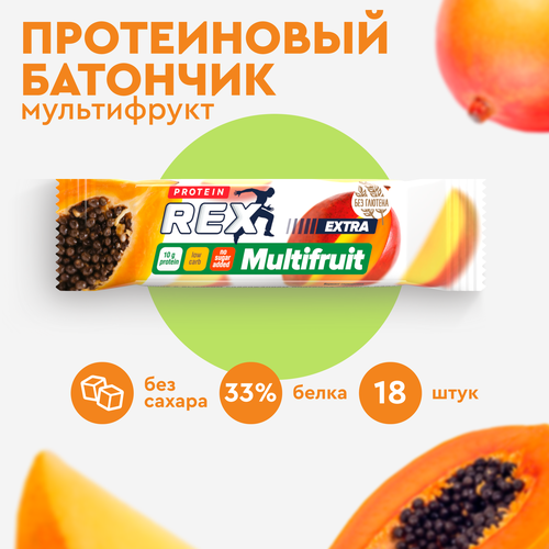 фото Протеиновые батончики proteinrex extra манго-папайя 18 шт х 40 г без сахара, спортивное питание,пп сладости, спортивное печенье 120 ккал