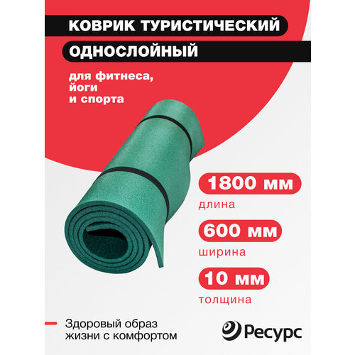 фото Коврик туристический для фитнеса, йоги и спорта 10мм ресурс 60х180см