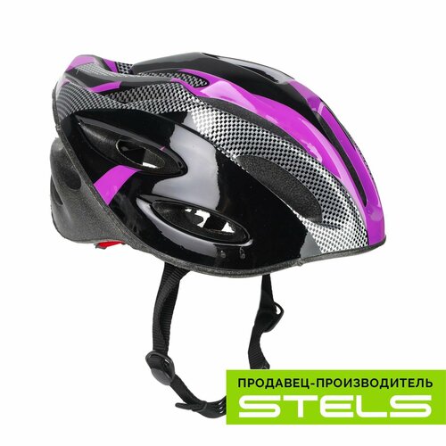 фото Шлем защитный для катания на велосипеде fsd-hl021 (out-mold) чёрно-пурпурный, размер l stels
