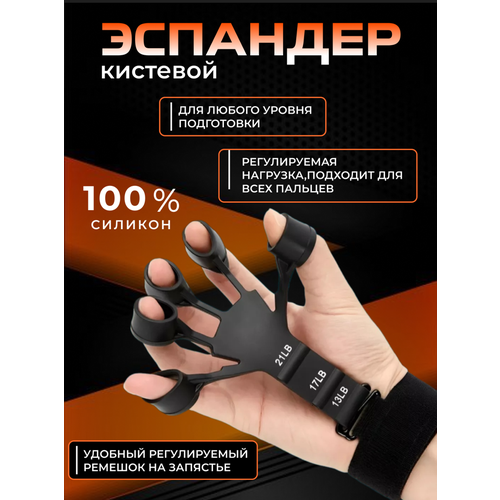 фото Тренажер для пальцев рук, эспандер кистевой для фитнеса рук, 3 уровня, черный протеос