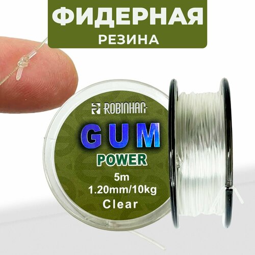 фото Фидергам / фидерная резинка амортизирующая power gum прозрачный 5м, 1.20 мм fish raid