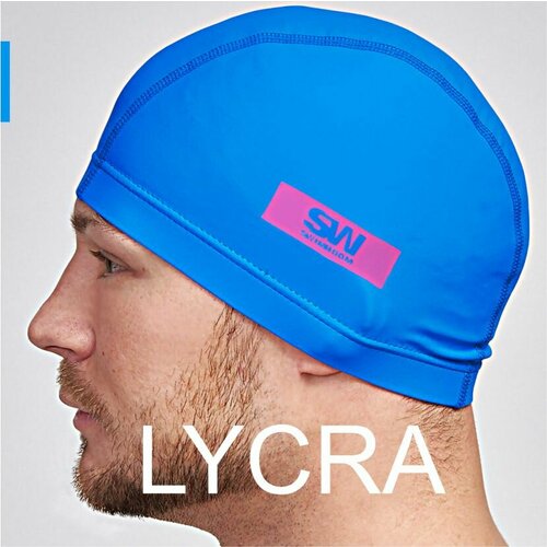 фото Тканевая шапочка для плавания / бассейна swimroom “lycra”, размер 52-56, цвет голубой