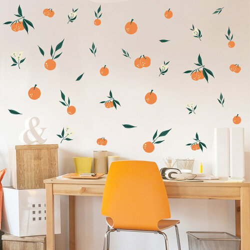 фото Интерьерные наклейки "мандарины-апельсины" для стен, мебели, окон в детскую, кухню, кафе. ym