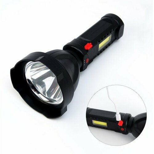 фото Фонарь ручной аккумуляторный, 1 вт, 100 лм, 1200 мач, osl, led, cob, 5 режимов, 4.3 х 9 х 18.7 см (комплект из 2 шт) нет бренда