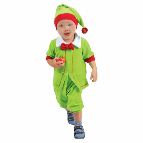 фото Карнавальный костюм «гномик зелёный» 1,5-3 лет, велюр, обхват головы 48-55 см страна карнавалия