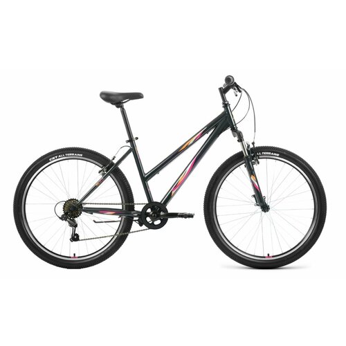 фото Велосипед горный женский с колесами 26" forward iris 26 1.0 рама 17" серо-розовый 6 скоростей 2022 год