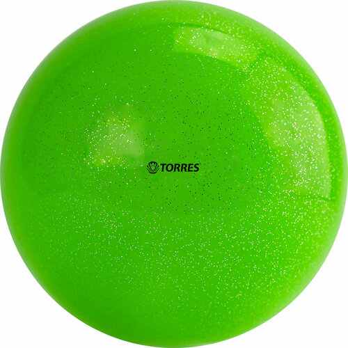 фото Мяч для художественной гимнастики "torres", арт. agp-19-05, диам. 19 см, пвх, зеленый с блестками