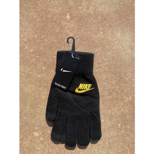 фото Перчатки nike, демисезон/зима, сенсорные, утепленные, размер универсальный ( s - l ), желтый, черный