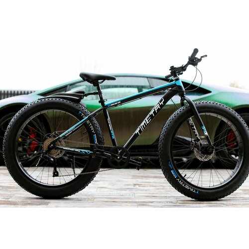 фото Велосипед фэтбайк fatbike richiesto tt089/9s 26" алюминиевая рама 17.5" спортивный вездеход унисекс, черно-синий