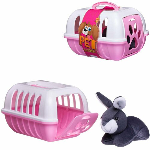 фото Игрушка мягкая кролик в розовой переноске китай