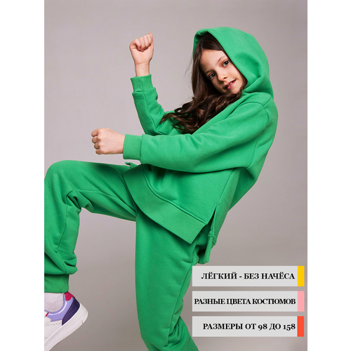 фото Комплект одежды booms, худи и брюки, спортивный стиль, размер 158, зеленый