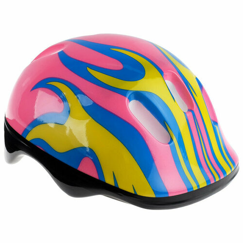 фото Шлем защитный детский onlytop ot-h6, обхват 55-58 см, цвет розовый (комплект из 3 шт)