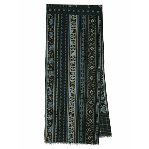 фото Шарф павловопосадская платочная мануфактура,190х40 см, one size, синий, черный