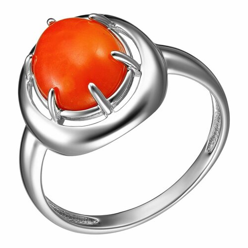 фото Перстень, серебро, 925 проба, родирование, размер 17, серебряный, оранжевый ювелирочка