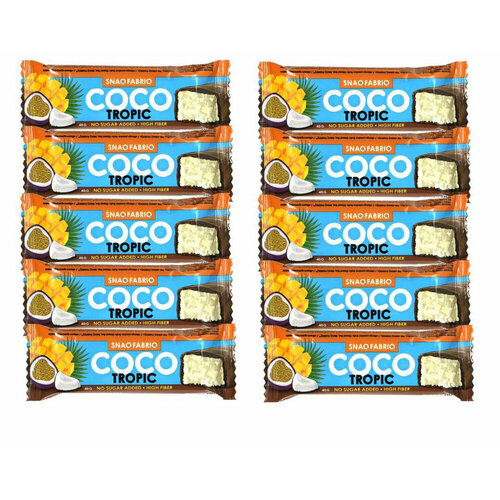 фото Snaq fabriq, батончики кокосовые в шоколаде без сахара, набор 40шт по 40г (манго-маракуйя)