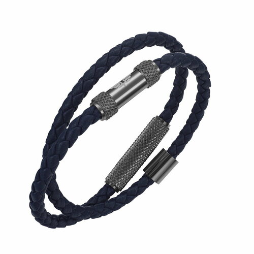 фото Плетеный браслет police urban texture, 1 шт., размер m, синий, черный
