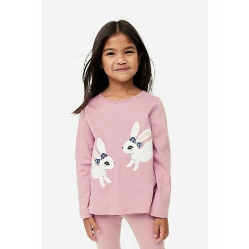 фото Лонгслив h&m, комплект из 3 шт., размер 110/116, розовый, синий