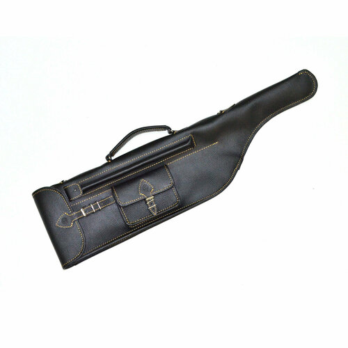 фото Чехол кожаный черный с искусственным мехом (экипировка для охотника) для мр-27, мр-43, мр-18, тоз-34 и других классических переламывающихся ружей как импортного, так и отечественного производства. сас