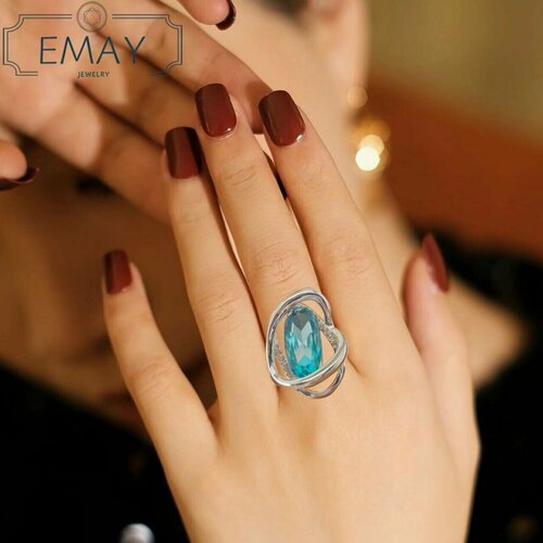 фото Кольцо emay, шпинель, размер 18, голубой