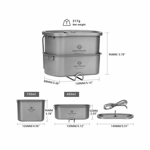 фото Ca2117 titanium canteen mesh kit набор походной посуда kingcamp