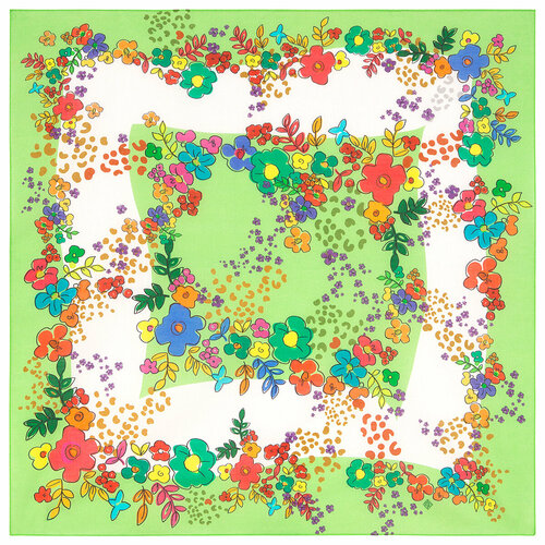 фото Платок павловопосадская платочная мануфактура,71х71 см, зеленый, мультиколор
