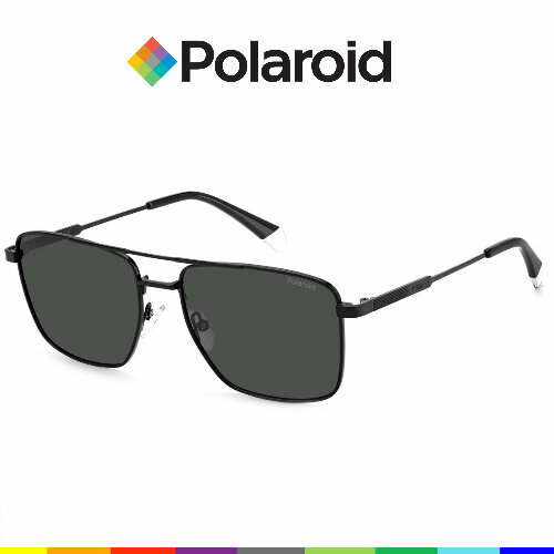 фото Солнцезащитные очки polaroid pld4134sx807, авиаторы, оправа: металл, поляризационные, устойчивые к появлению царапин, с защитой от уф, для мужчин, черный