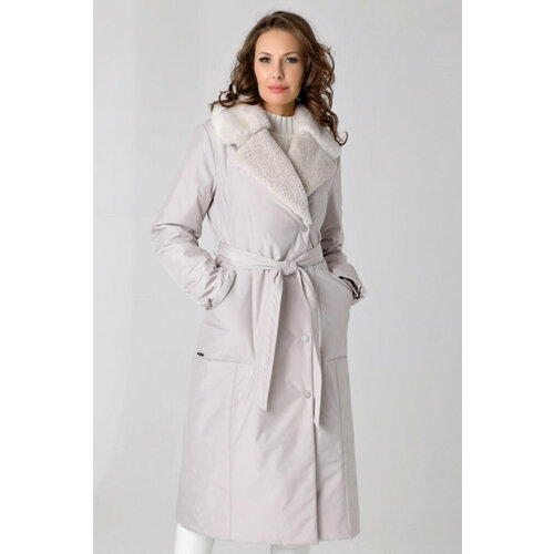 фото Пальто демисезонное, силуэт свободный, удлиненное, размер 56, серый бизнес стиль