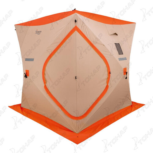 фото Палатка для рыбалки premier fishing куб 2.0х2.0, оранжевый/коричневый