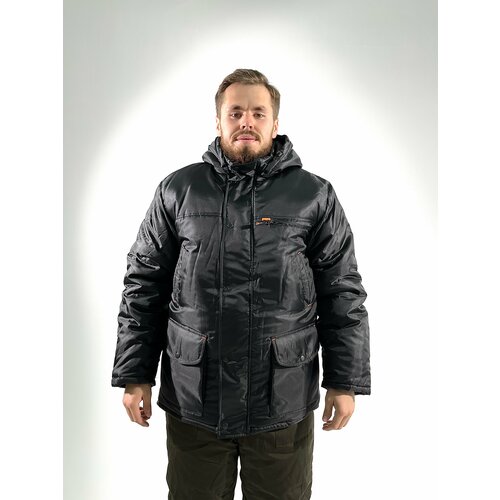 фото Зимняя мужская куртка idcompany "тайга" для охоты, рыбалки и активного отдыха оксфорд черный металлик 58 размер
