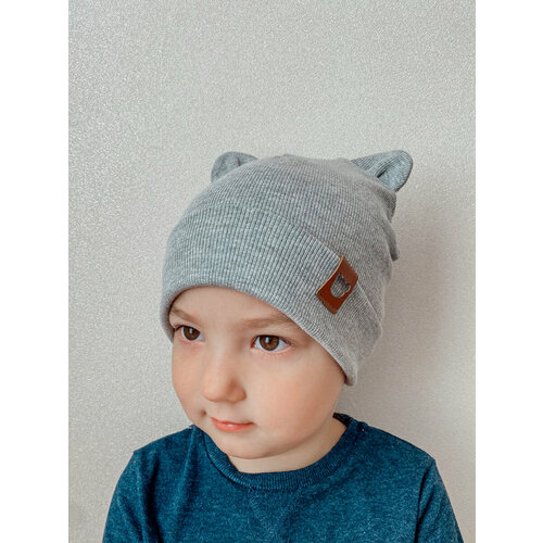 фото Шапка бини , размер 1-3 года, серый maryakids accessories