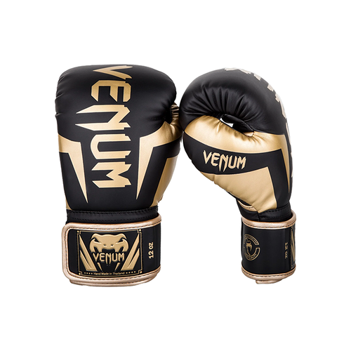 фото Боксерские перчатки venum elite black/gold (12 унций)