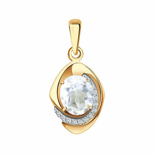 фото Подвеска diamant online, золото, 585 проба, горный хрусталь, фианит