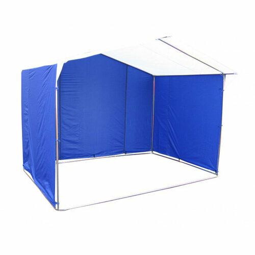 фото Палатка митек домик 2.5х2.0 к (труба 20х20) бело-синий