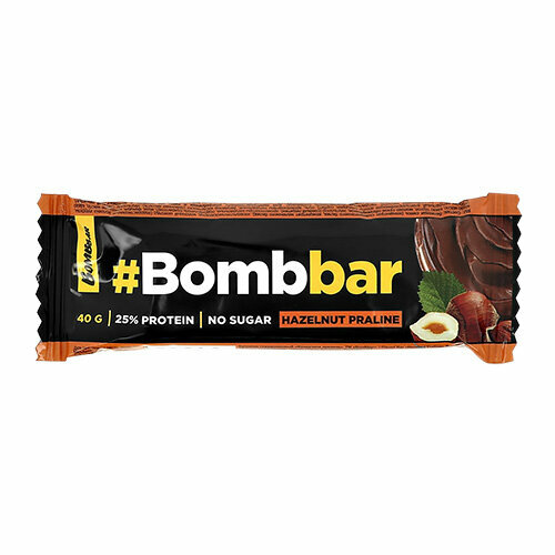 фото Bombbar батончик глазированный фундучное пралине 40 г 1 шт фитнес фуд ооо
