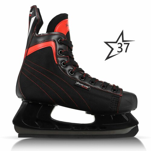 фото Коньки хоккейные winter star red line, размер 37, цвет черный, красный