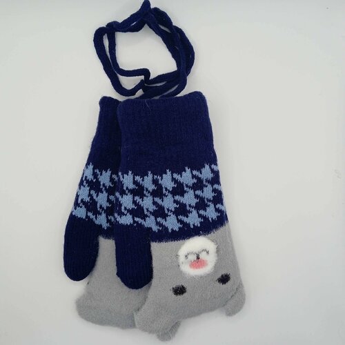 фото Варежки , размер s, синий корона gloves