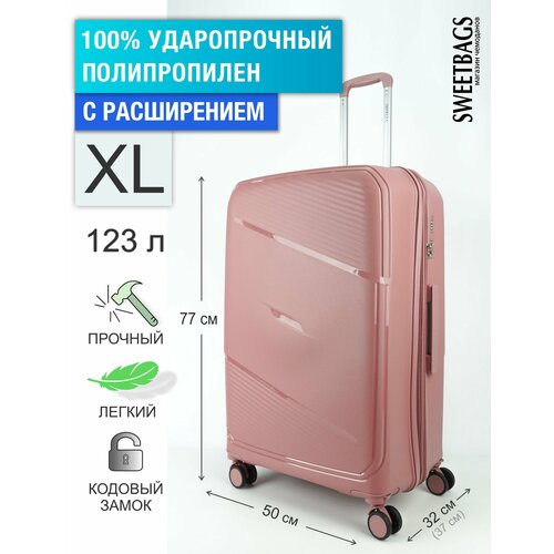 фото Чемодан , 123 л, размер xl, розовый sweetbags