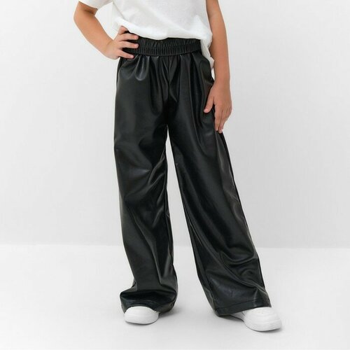 фото Брюки kaftan, размер брюки прямые для девочки kaftan р. 36 (134-140 см), черный, черный