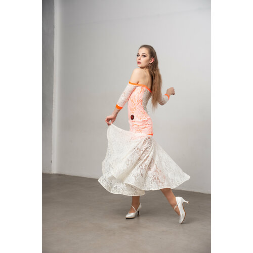 фото Платье размер 42/44, оранжевый, белый gk танцевальное ателье