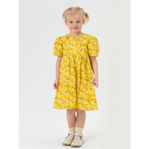 фото Платье мирмишелька, хлопок, флористический принт, размер 104/110, желтый