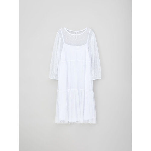 фото Платье sela, нарядное, в горошек, размер 128, белый