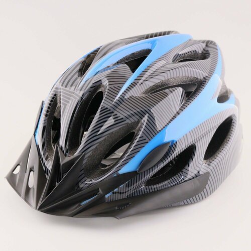 фото Шлем велосипедный с задним фонарем led, usb зарядка (карбон, синий, +козырек) ho-028 нет бренда