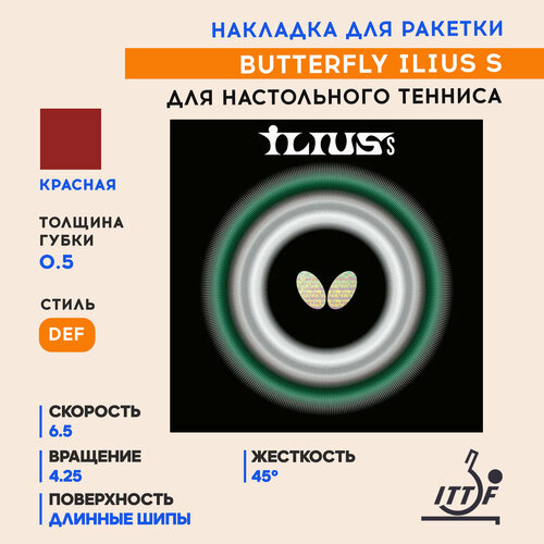 фото Накладка butterfly ilius s (цвет красный, толщина 0.5)