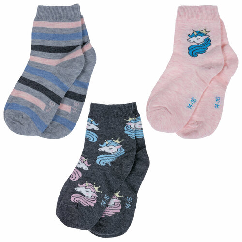 фото Носки rusocks 3 пары, размер 14-16, розовый, серый